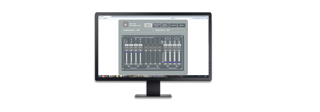 screen showing onboard DSP software embedded in the amplifier, accessible via a web browser user interface